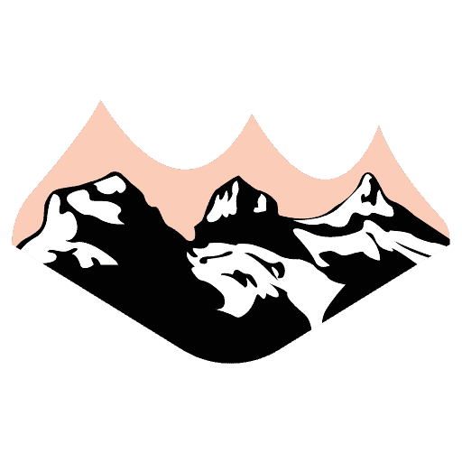 Snow-capped mountain peaks in black and white, scenic outdoor landscape for tent event backdrop.