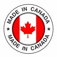Canadian flag emblem with maple leaf and "Made in Canada" text, symbolizing Canadian quality.