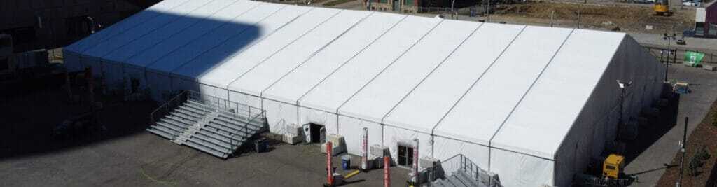 Large white event tent for rentals at Superior Tent Rentals, ideal for weddings and outdoor parties.