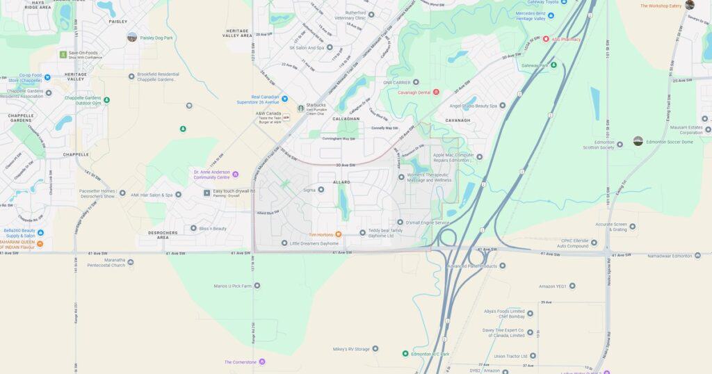 Map of Allard Edmonton