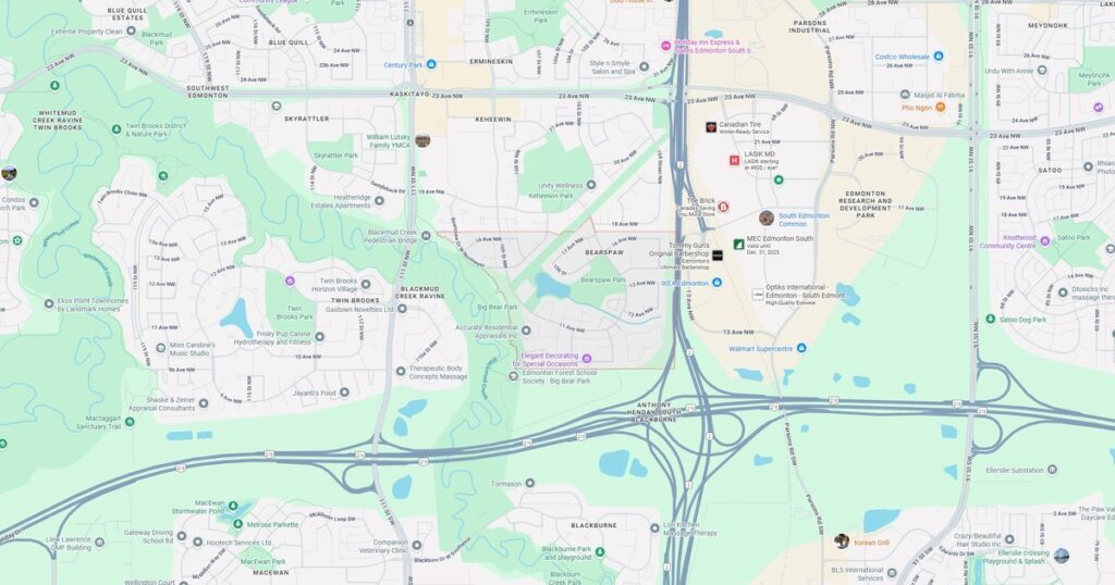 Map of Bearspaw Edmonton
