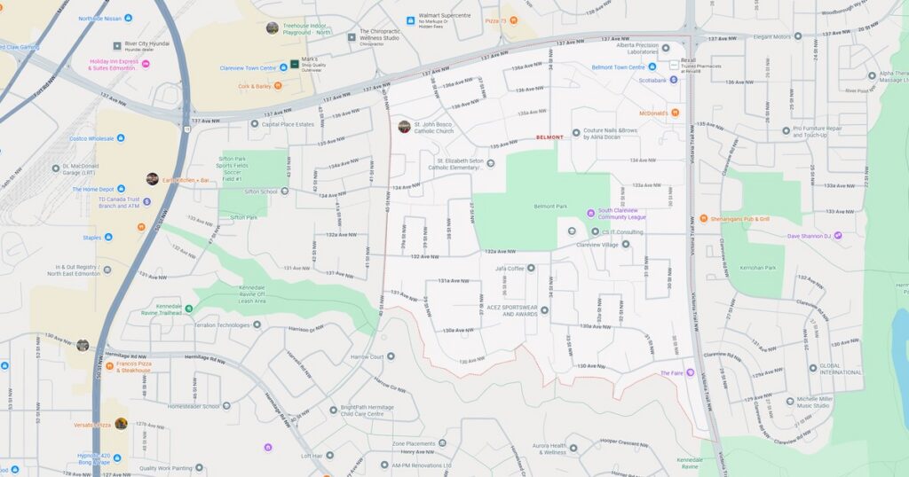belmont edmonton google maps featured