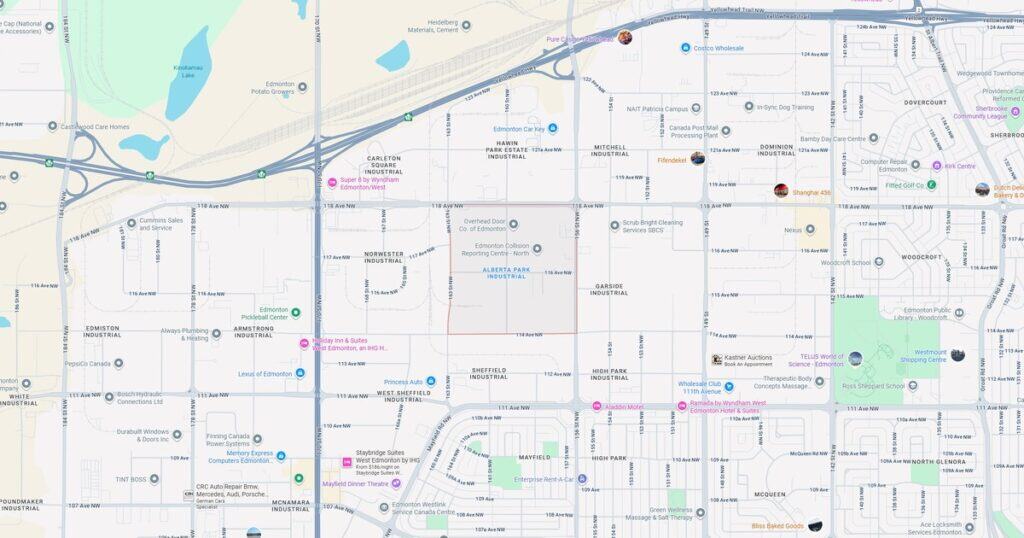 Map of Alberta Park Industrial Edmonton