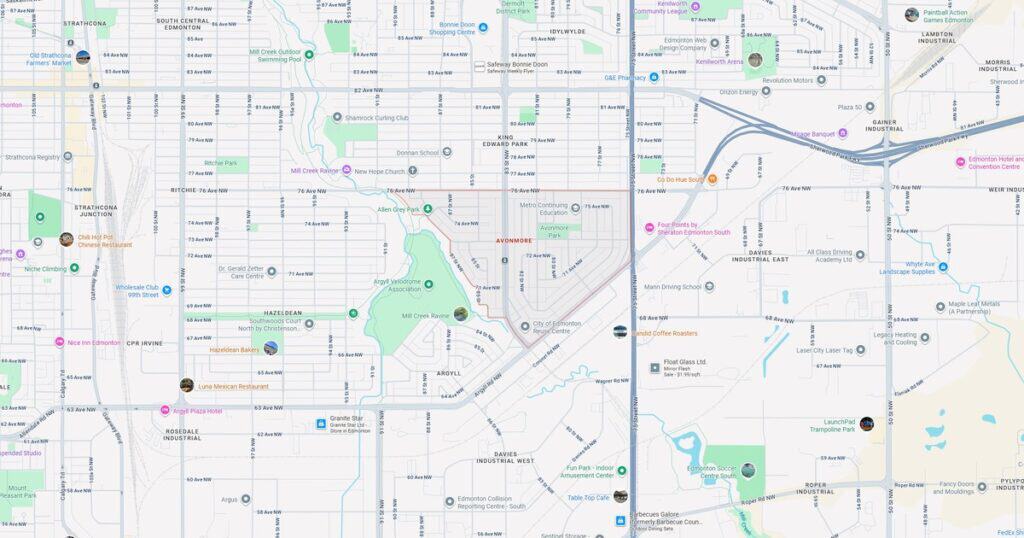 Map Of Avonmore Edmonton
