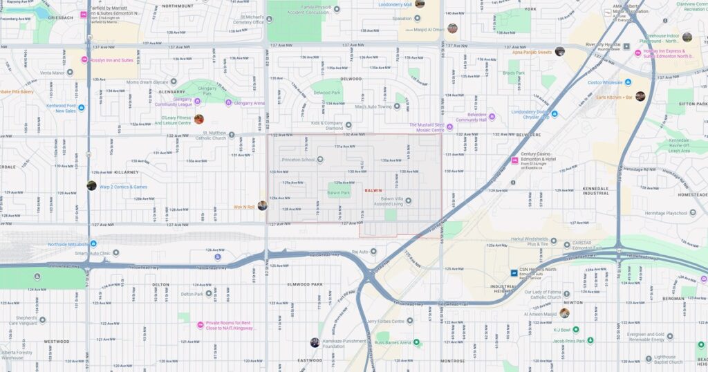 Map of Balwin Edmonton